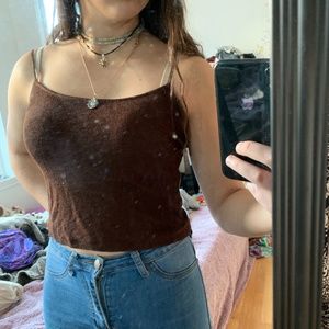 brown sweater-y tank
